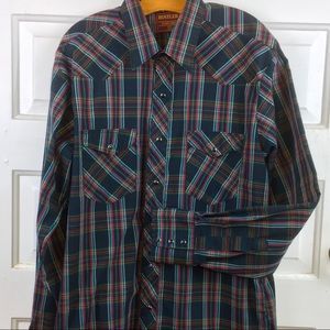 Rustler Extra Longtail Western Plaid Shirt Pearl
